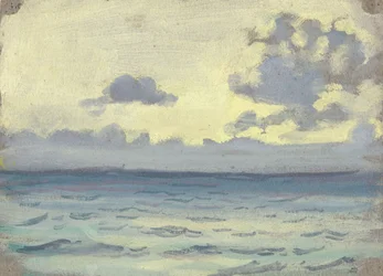 Seascape, ships on a calm horizon, late 19th century - mid 20th century