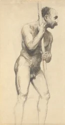 Male Nude with a Pole