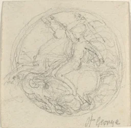 Design for a Medal Representing Saint George and the Dragon