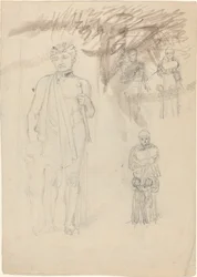 Sheet of Studies, including Warrior with Child (recto and verso)