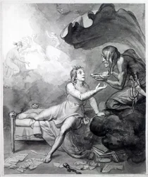 Thomas Chatterton receives a bowl of poison from Despair