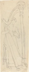 Woman Playing a Harp (Lavinia Banks?)