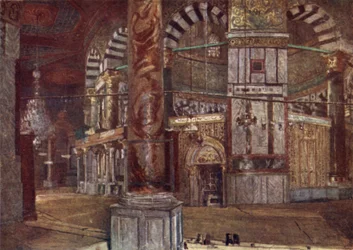 Interior of the Dome of the Rock (Mosque of Omar), from the South East