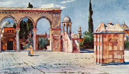 Summer Pulpit from South Porch of Dome of the Rock