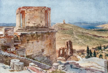 The Bastion and Temple of Wingless Victory viewed from the Ascent to the Propylaea