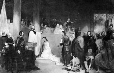 The Baptism of Pocahontas at Jamestown, Virginia, 1613, 1840