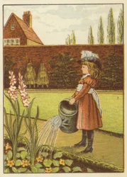 Girl watering the garden