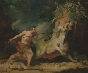 Man Attacking a Monster