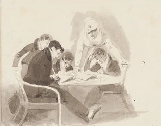 Two boys doing homework, 1811