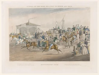 View of the Tollhouse at the Busy Intersection of Kennington Park and Camberwell New Road (Scenes on the Road, or a Trip to Epsom and Back)