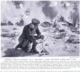 Corporal William Scothern RGA Repairing a Field Telephone Under Heavy Fire, Awarded DCM Ypres May 1915