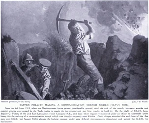 Sapper Pollitt Making a Communication Trench Under Heavy Fire at the Gallipoli Peninsula June 1915