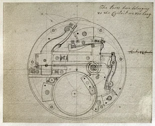 Drawing of the Layout of the Movement of the H4 Timekeeper by John Harrison (1693-1776), c.1759