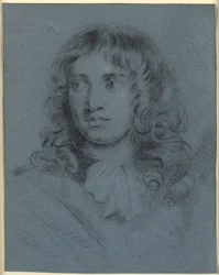 The miniature painter Thomas Flatman, as a young man with long ringlets and a scarf tied in a bow around his neck