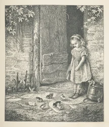 A Young Girl and Chicks, from 