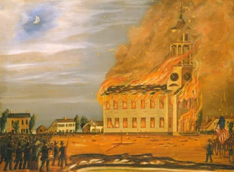 Burning of Old South Church, Bath, Maine, c. 1854