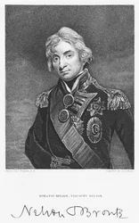 Portrait of Admiral Horatio Nelson with His Signature, Engraved by John Cochran