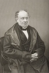 James Brownlow William Gascoigne-Cecil, 2nd Marquess of Salisbury, engraved by D.J. Pound from a photograph, from The Drawing-Room of Eminent Personages, Volume 2, published in London, 1860