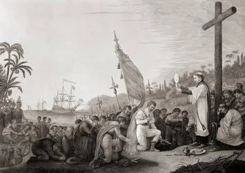 Columbus lands in the New World