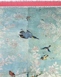 A Belted Kingfisher, Cut from The Birds of America and Pasted onto Hand-Painted Chinese Wallpaper