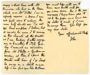 Letter from John Keats to His Sister, Fanny Keats, 14th August 1820