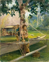 Portrait of Faase, the Taupo, or Official Virgin, of Fagaloa Bay, and Her Duenna, Samoa