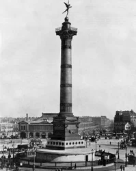 Bastille Square in Paris with the July Column built in 1834
