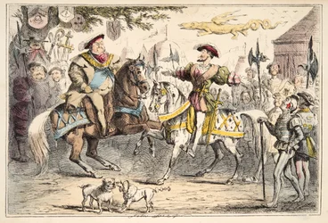 Henry VIII meeting Francis I, from The Comic History of England