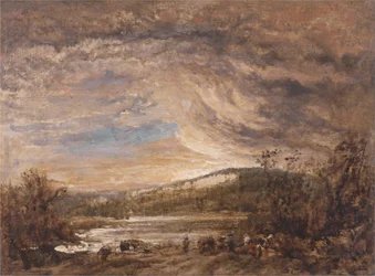 A River Landscape, Sunset