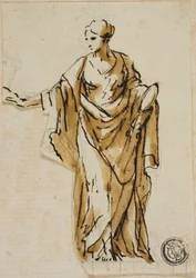 Standing Female Figure with Right Hand Raised
