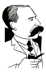 Edward Elgar - caricature holding pipe
