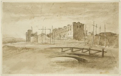 New Gaol in course of building, seen from the Harford Bridge, c.1820