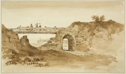 Temporary bridge on the Coronation Road opposite the New Gaol, c.1821