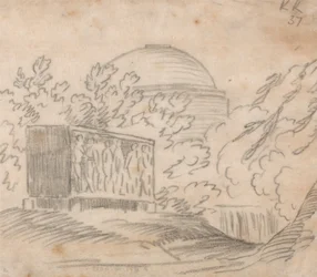A Sarcophagus Behind a Domed Building