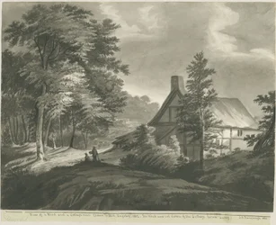 Rugeley - Cottage Near Etchinghill: Dark Sepia Wash Drawing
