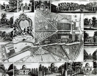 Plan of the Garden and View of the Houses at Chiswick on the Thames