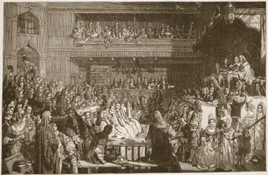 The Acquittal of the Seven Bishops, 1688, illustration from 