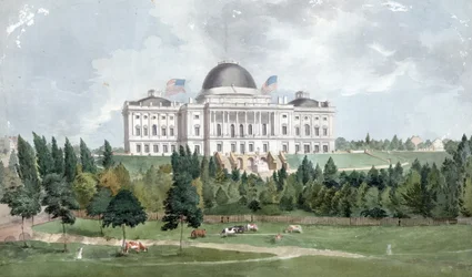 West Front of the United States Capitol with Cows in the Foreground 1831