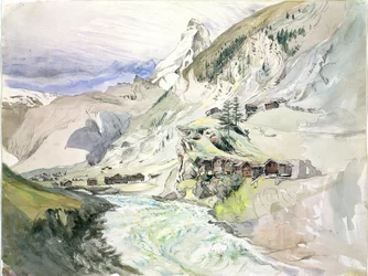 An Alpine Valley: The Matterhorn in the Distance