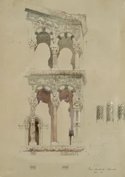 Part of the Facade of the destroyed Church of San Michele in Foro, Lucca, as it appeared in 1845