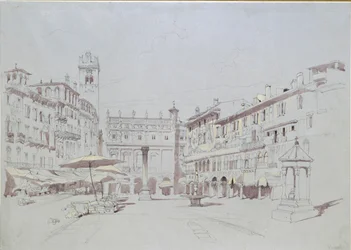 Study for Detail of the Piazza delle Erbe, Verona, May 19, 1841