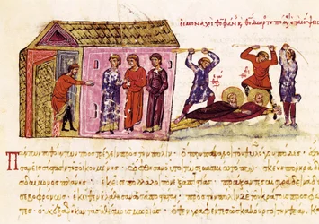Saint Theophanes and Saint Theodore Whipped by Order of Emperor Theophile