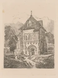 Liber Studiorum: Plate 36, Church near Durham, 1838