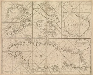 Chart of Jamaica, Barbados, St Christopher, Martinique, Antigua and Bermuda