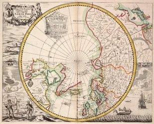 Polar Projection Map with Arctic Circle, c.1680