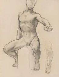 Study of Perseus for Perseus on Pegasus Slaying Medusa, mural, Stairway, Museum of Fine Arts, Boston