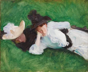 Two Girls on a Lawn