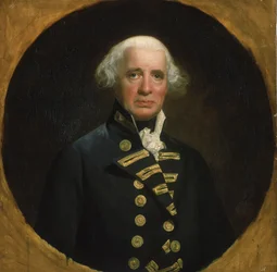 Portrait of Admiral Richard Howe, first Earl of Howe, commander of the Channel Fleet in 1794, he participated in the French Revolutionary Wars, off the coast of Ouessant