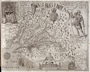 Map of Virginia, discovered and described by Captain John Smith, 1606, engraved by William Hole, published 1612