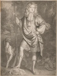The Lord Burleigh (as a youth, standing, a gun in his hand and a spaniel at his side)